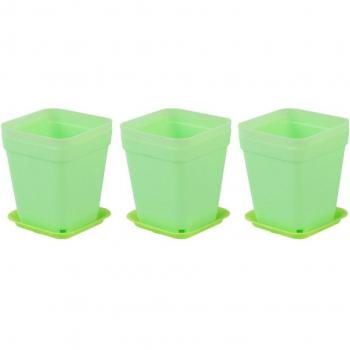6pcs Heavy-Duty Square Flower Pots with Trays for Succulent Plants