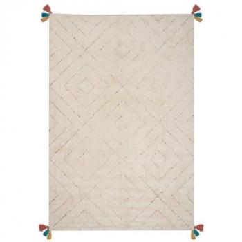 Geometrisches Muster Teppich Beige 200x300cm aus Baumwolle