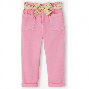 Pantalón pesquero con cinturón de flores para niña en rosa