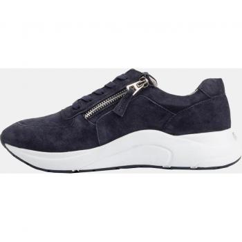 Sneaker blu in pelle scamosciata con zip, taglia 40, per donna, larghezza H