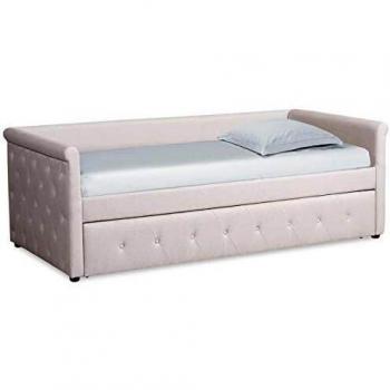 Lit gigogne en tissu beige Menzzo Garry