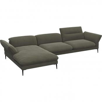 Ecksofa FLEXLUX Salino Grün (Moosgrün) – 340 cm × 88 cm × 182 cm
