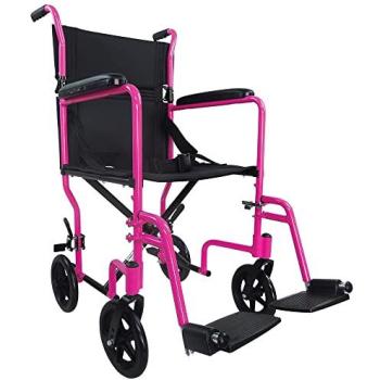Pink Aluminium Attendant Propelled Transit Chair