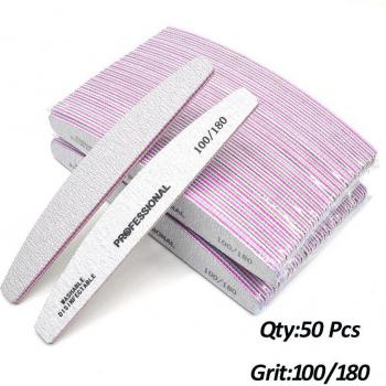 50 Pcs Professional Washable Acrylic Nail Files 80/100/180 Manicure Supplies