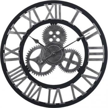 Oversized Retro Wooden Wall Clock with Large Gear