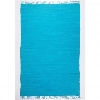 Tapis Réversible Turquoise-Bleu – 90×160 cm – Artisanat Coton