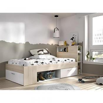 Cama con cabecero y compartimentos