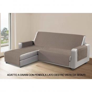 Copridivano Per Divani Con Penisola Lato Destro Modello Sphere Tortora 240 Cm