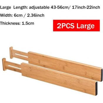 Expandable Drawer Dividers in Bamboo for Cupboard and Wardrobe (2/4 Pieces)