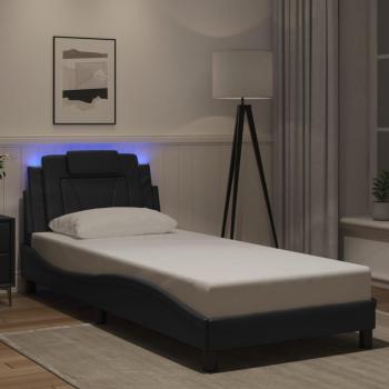 VidaXL Black Bed Frame with LED Lighting 90x190 cm