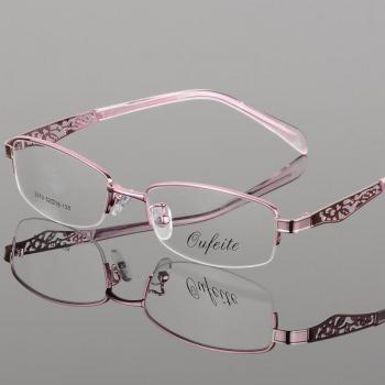 BCLEAR Women's Clear Transparent Half Rim Glasses with Flower Design