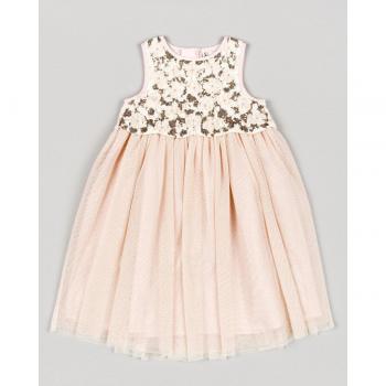 Vestido de niña sin mangas con bordado floral y detalles de lentejuelas