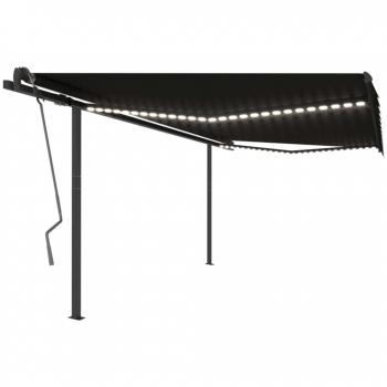 VidaXL 4x3.5 m Anthracite Manual Awning with Integrated LED