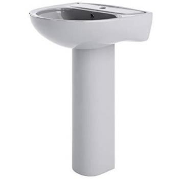 Nuie Lawton Basin with 1 Tap Hole and Full Pedestal | White | Ceramic | 550mm