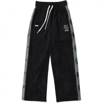 Pantalon athlétique Aolamegs « Rayure Plant » – design brodé, confort baggy et élastique