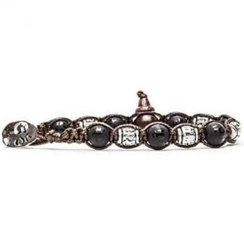 Collana per polso in acciaio inox Tamashii con rosary in onice opaca bhs900-221s