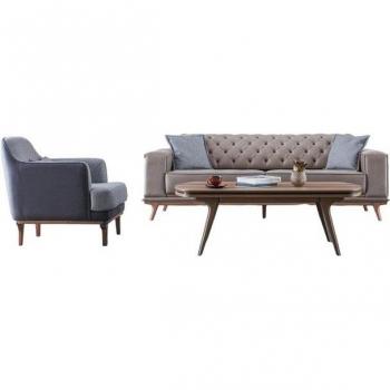 Premium Xlmoebel Wohnzimmer Set 4‑Teil mit Sofakombi, Sessel und Couchtisch – Europäischer Stil