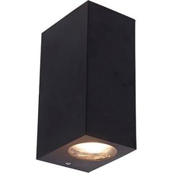 Applique nera in plastica con 2 lampadine intelligenti GU10