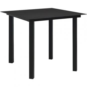 VidaXL Schwarz Garten-Esstisch 80x80 cm mit eleganter Stahl-Glas-Oberfläche
