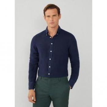 Hackett Linen Camicia a Maniche Lunghe Navy 3XL (Smaltita)