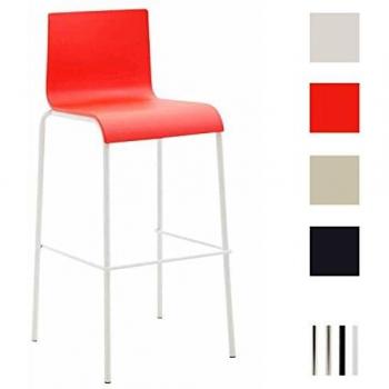 CLP Barhocker 75 cm – KADO 4‑Beinstelle, Kunststoffsitz, Rot/Weiß