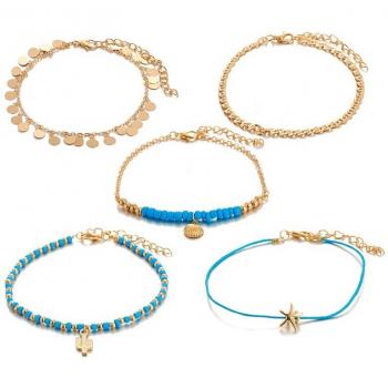 Bracelet de cheville avec perles et gland