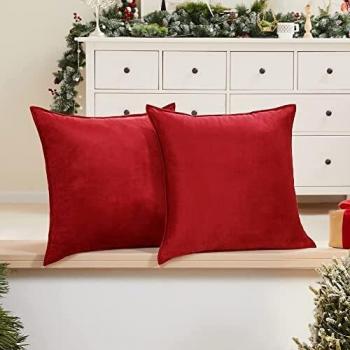Housse de coussin de chambre Noël rouge, taille 65x65 cm – duo