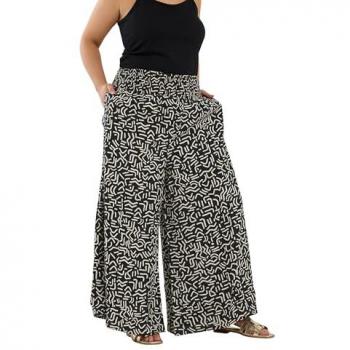 Yours – Abstrakt gemusterte Hose mit weitem Schnitt