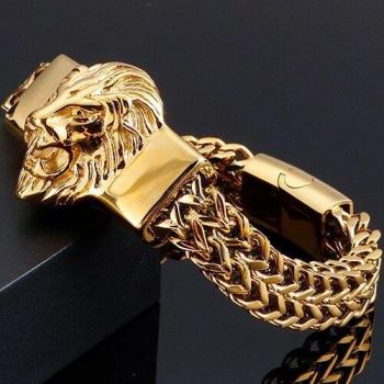 Bracelet Tigre de Fer – Motif Lion, 316L