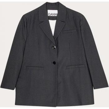 Ganni Women's Oversized Melange Stripe Blazer, Black, Size S/M