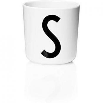 Trinkbecher „Letter Design“ – Melamin, schwarz und weiß