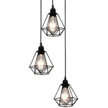 Black Diamond 3-Bulb Chandelier with E27 Bases