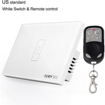 Interruptor Inteligente Táctil Funry ST2 1 Gang, Panel de Vidrio, Control Remoto, 110-240V, 433MHz