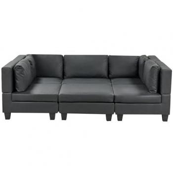 Canapé 5 Places avec Ottoman en Tissu Noir