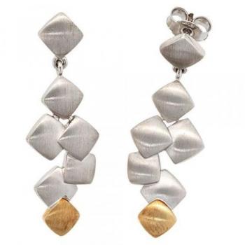 Jobo Damen Ohrhänger 925 Sterling Silber mit 585 Gold Gelbgold bicolor matt