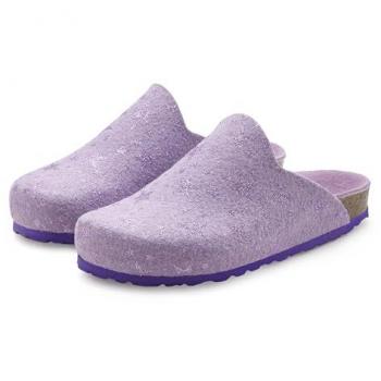 Hausschuh VIVANCE Gr. 36, lila (flieder), Damen, Obermaterial: 100% Polyester. Futter: 100% Polyester. Decksohle: 100% Polyester. Laufsohle: 100% Synthetik, aufgeraut, Schuhe, aus Filz mit wärmenden Korkfußbett & Sternenprint, Pantoffel, Clog