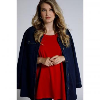 Giacca di jeans con spacchetti laterali, Donna, Blu, Taglia 48/50, Cotone/Poliestere