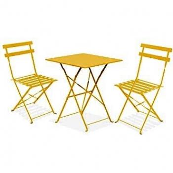 Alba Dorata – Tavolo da Giardino + 2 Sedie Acciaio Giallo