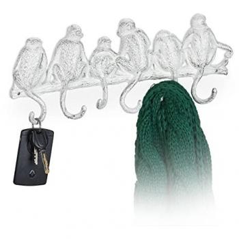 Antique Look Monkey Design Coat Rack, Wall-Mounted, 6 Hooks, Cast Iron, 14.5 x 36.5 x 4 cm