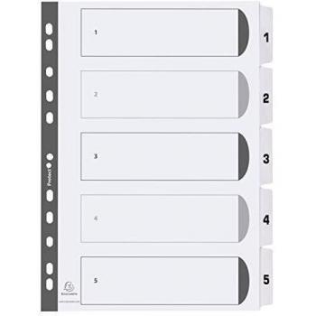 Exacompta Index 1-5 A4 160gsm Card White with White Mylar Tabs