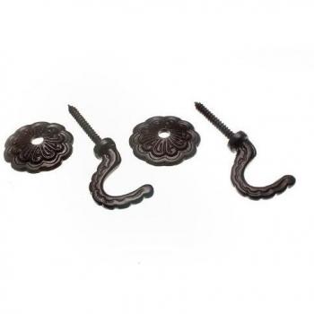 Black Curtain Tie Back Holders with Rosette and Plate (50 Pairs)