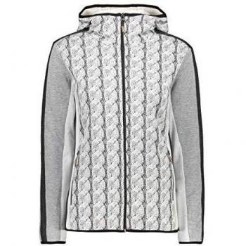 CMP Fleecejacke grau für Frauen mit FIX Hood atmungsaktiv wärmend meliert