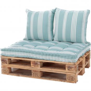 Coussins de jardin en palette vert rayé Defora Home 120x70x80cm