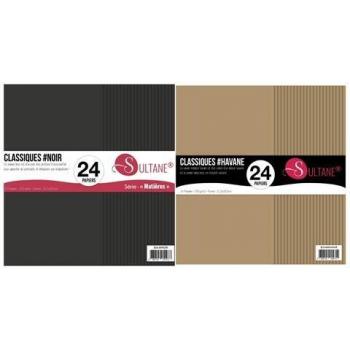 Ensemble de Papiers Scrapbooking Havane et Noir 300g