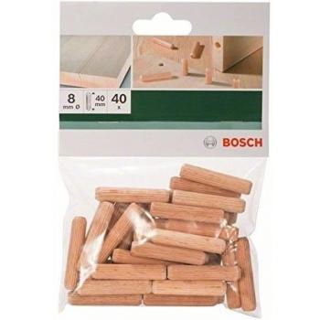 Bosch 40‑Count Wooden Dowels – 8 × 40 mm