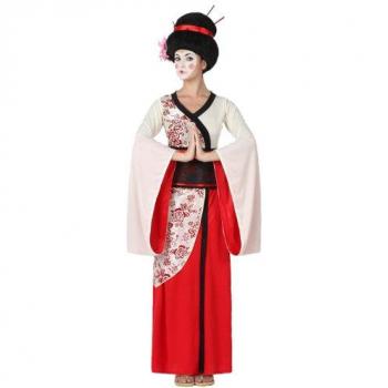 Disfraz Geisha Rojo Brillante Talla XL