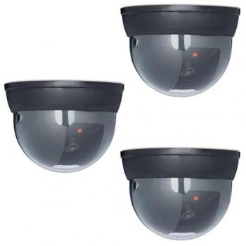 Pack de 3 caméras de surveillance factices, LED clignotante, pour intérieur et extérieur