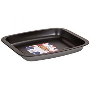 Wham 56125 Premium Stainless Steel Roaster, 32” × 10” × 4”, Silver/Graphite Finish