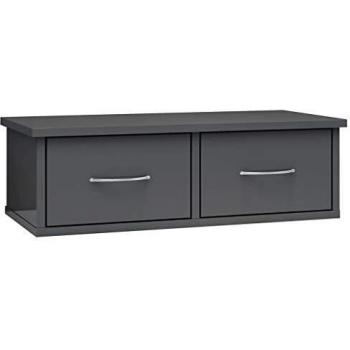 Estante de pared con cajones gris brillo 60x26x18,5 cm
