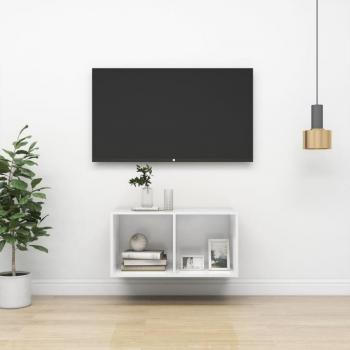 Mobile TV da Parete Bianco Lucido 37x37x72 cm Truciolato